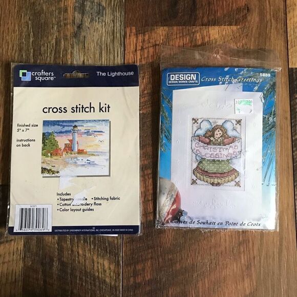 Cross Stitch Kits 2 Lighthouse crafters square design works Christmas angel New - Picture 1 of 2